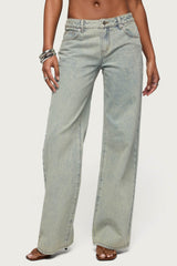 Tall Magda Acid Wash Low Rise Baggy Jeans