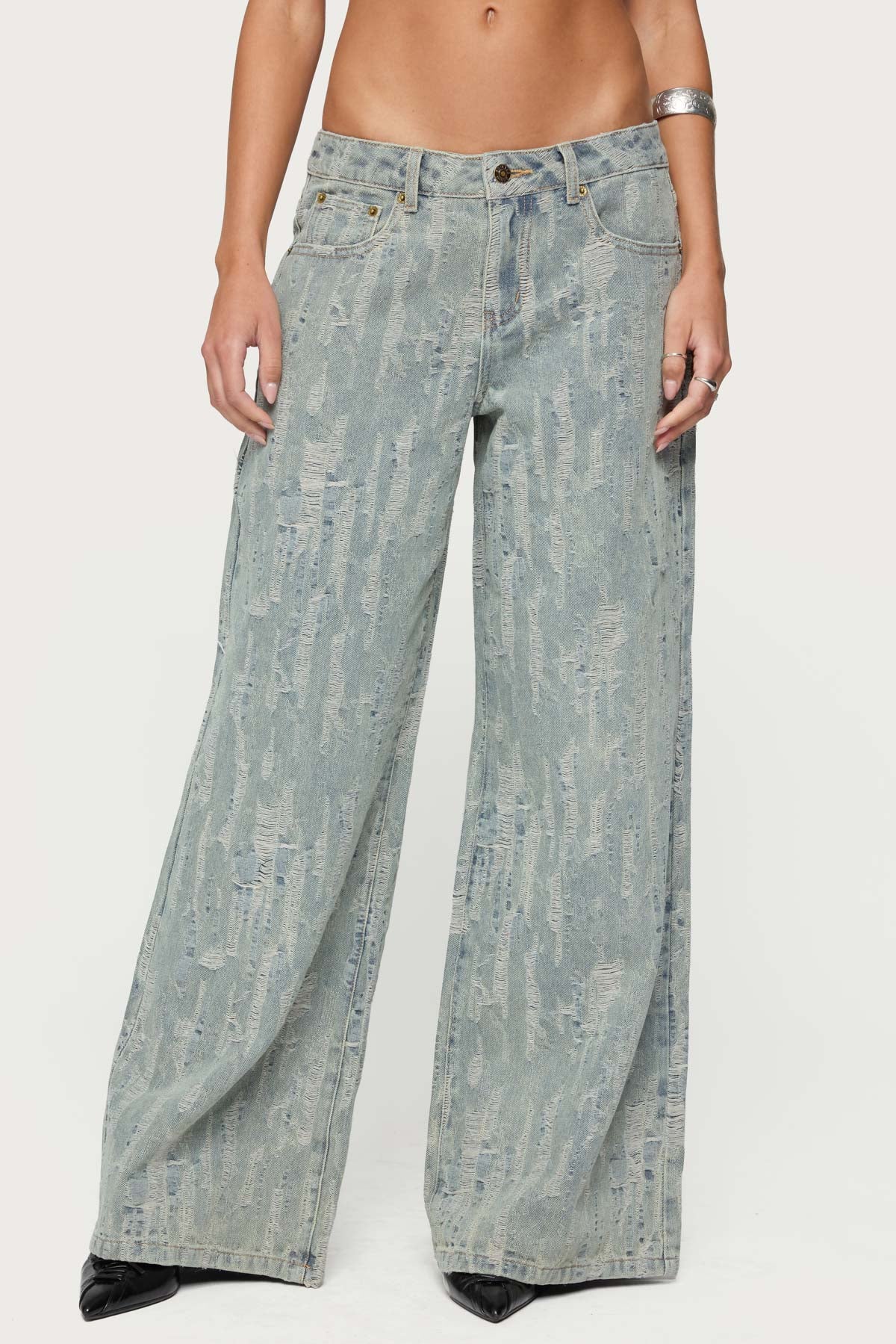 Blaze Distressed Low Rise Baggy Jeans