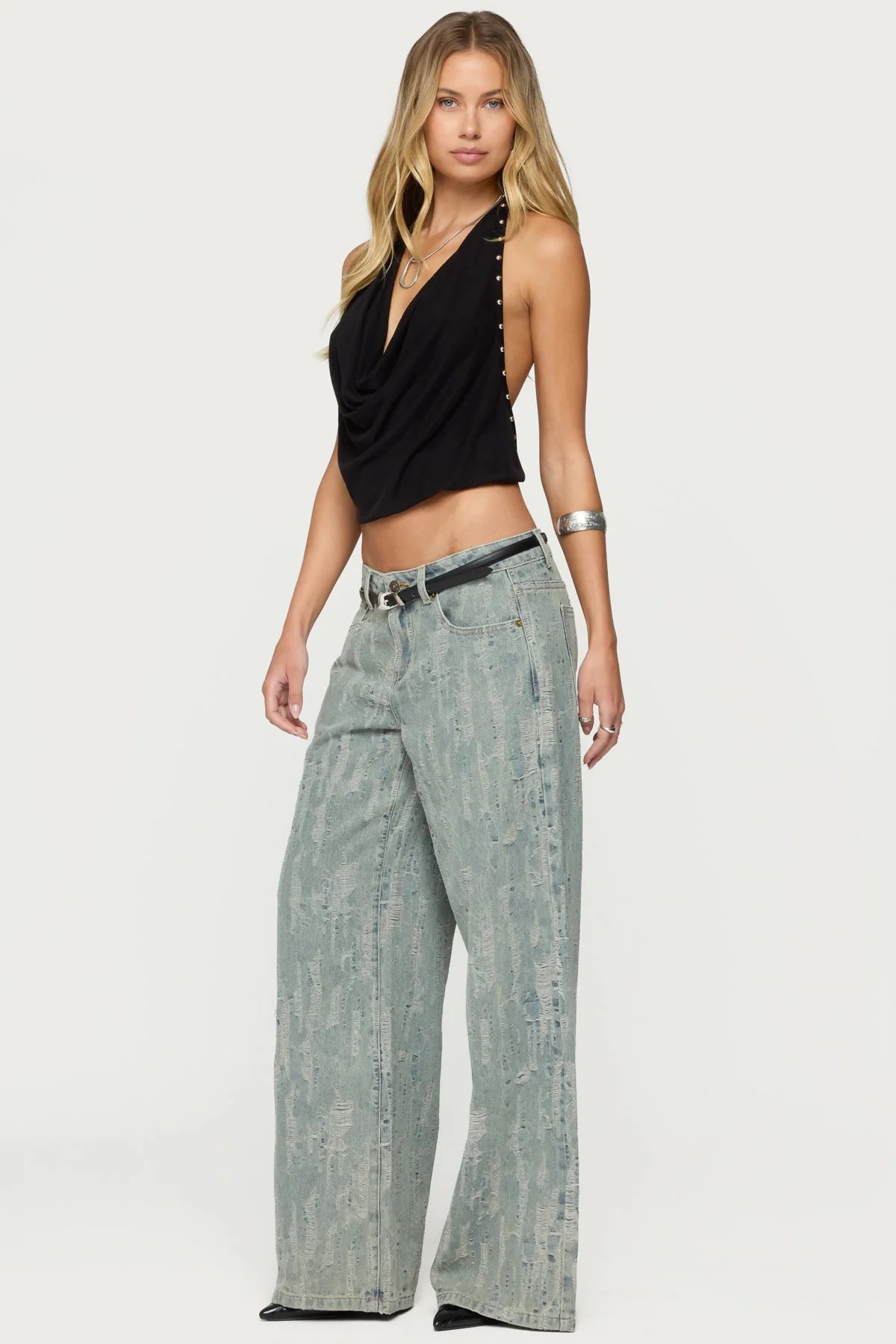 Blaze Distressed Low Rise Baggy Jeans