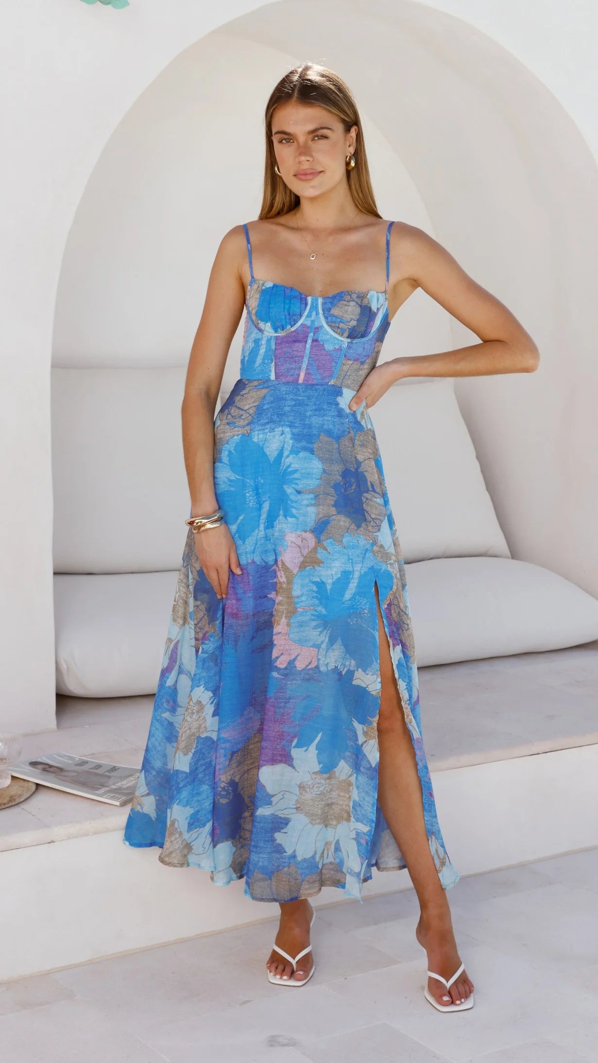Rahima Maxi Dress - Blue Floral