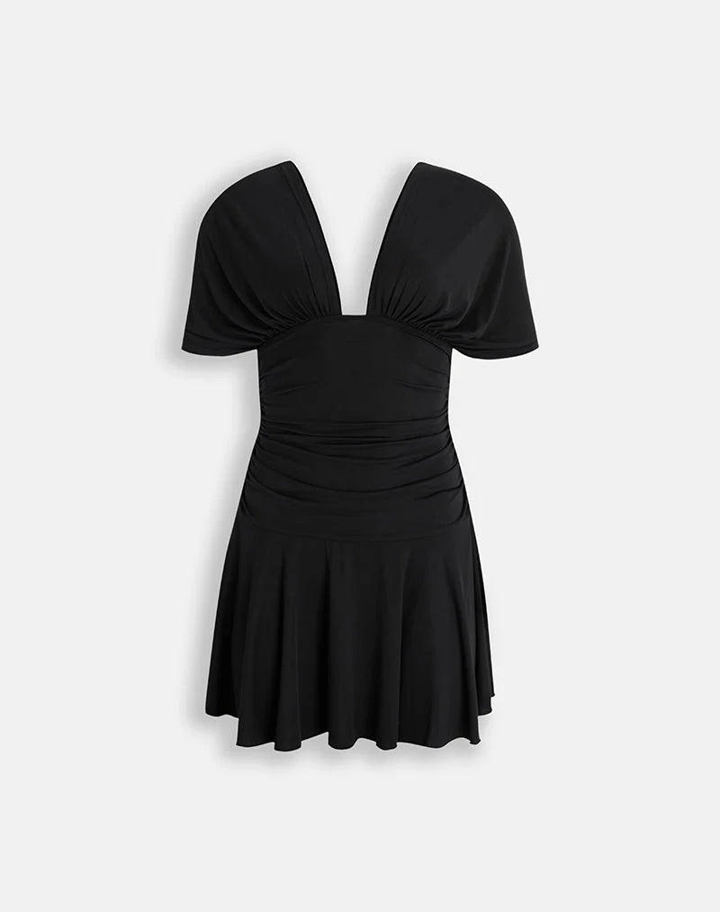Sunmi Mini Dress in Cupro Black